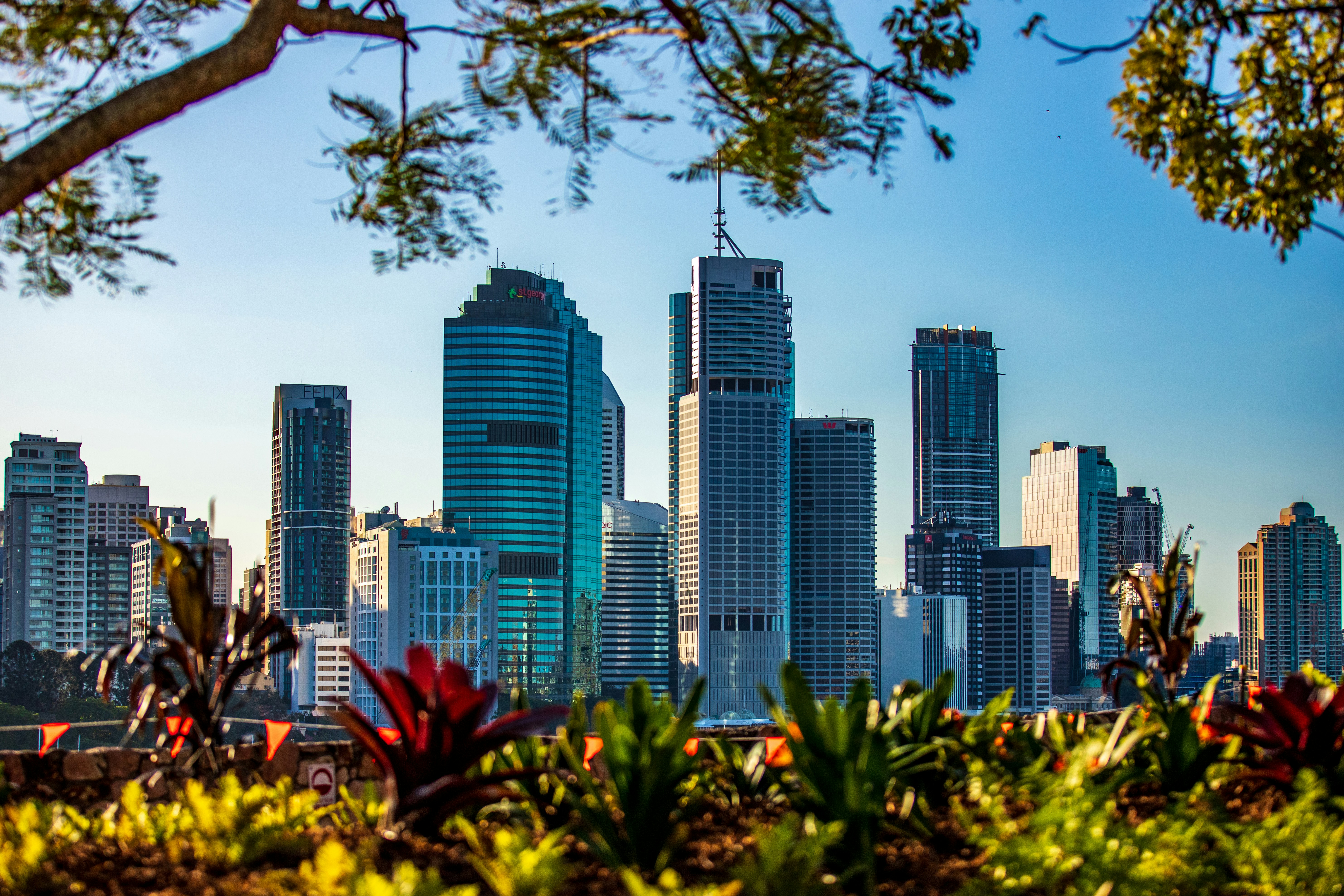 Brisbane city skyline at dusk